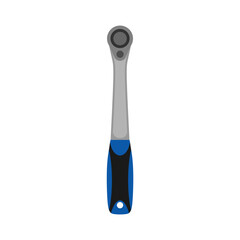 Ratchet wrench flat design vector illustration isolated on white background. Work tools, equipment, wrench tool for mechanical maintenance work