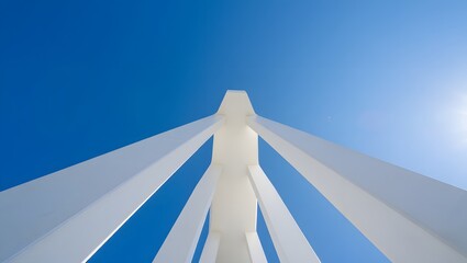 Modern Architecture Sculpture - Abstract Geometric Form against Blue Sky