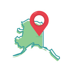 Isolated Alaska State of America map location for infographics, tourism, and location-based design projects.