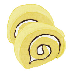 Fresh cream roll cake bread dessert vector design illustration