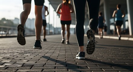 Fototapeta premium Group of People Running in City Marathon Training