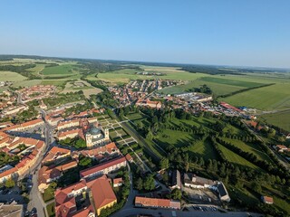 Jaromerice nad Rokytnou Castle and chateau garden park aerial panorama in Vysocina