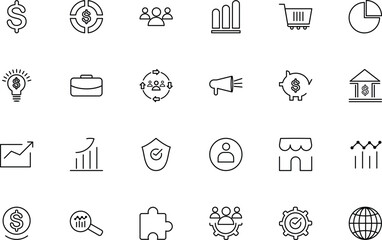 Digital Marketing & Business Vector Icon Set, 150 Line UI & SEO Icons