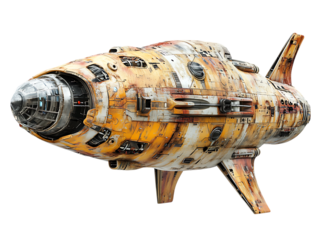 Detailed sci fi spaceship pod isolated on transparent background