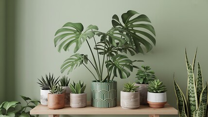 Obraz premium Serene indoor plant collection brings vibrant life and modern style to any home or office space.