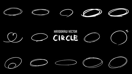 15set handdraw circle vector illust