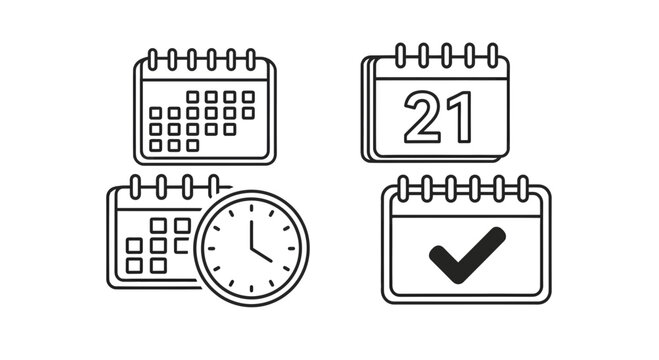 Dynamic silhouette icons representing organized scheduling, important dates, and timely task completion for business and personal planning