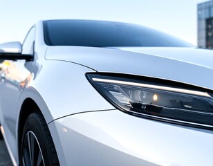 Close-up of a modern car's headlight