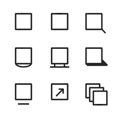 Shadow Effect Icons. Outline icon set of UI shadow effects: drop shadow, inner shadow, long shadow, soft shadow, elevation shadow,