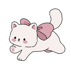 Cute white cat vector cartoon illustration art 