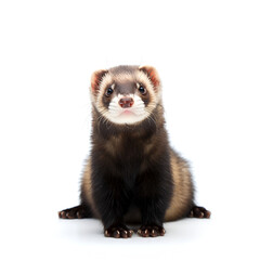 Fototapeta premium ferret looking straight ahead isolated on white background