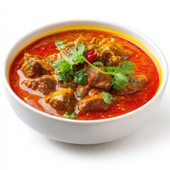 Fototapeta premium Delicious Spicy Lamb Curry in a Bowl Close Up View for Restaurant Menu or Cookbook