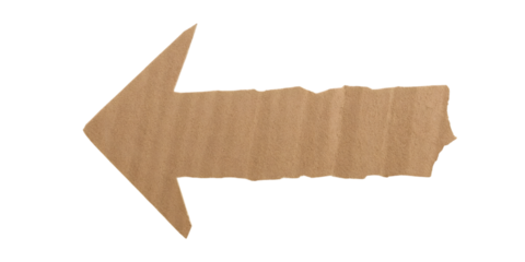 Rustic cardboard arrow pointing left, perfect for directing attention or indicating direction with natural texture
