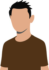 Stylized illustration of a young boy wearing a simple brown shirt presented as a clean vector graphic with a faceless design suitable for various creative projects