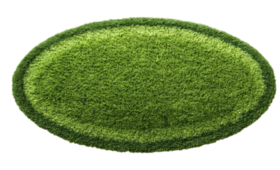 Oval green textured rug