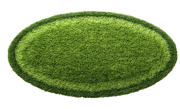 Oval green textured rug