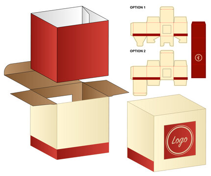 Packaging Box with support box inside with Printable  Dieline Template