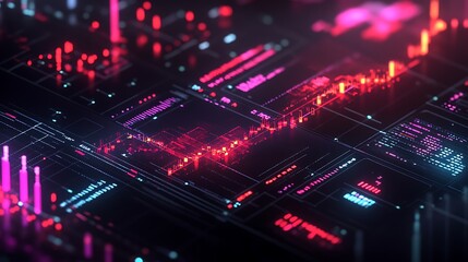 Abstract technology background with glowing lines and data visualization