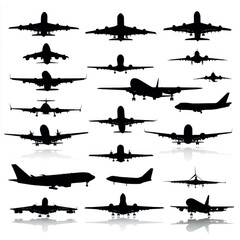 aircraft silhouette set, Black & White silhouette set