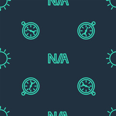 Set line Not applicable, Compass and Sun on seamless pattern. Vector