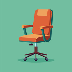 Comfortable Orange Office Chair Modern Swivel Rolling Wheels Ergonomic Design