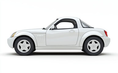 Modern Compact White Sports Car with Sleek Design and Lines