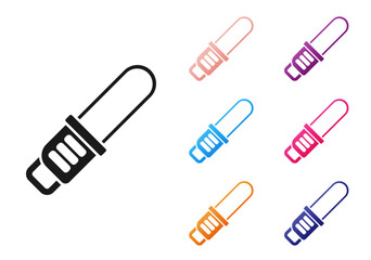 Black Chainsaw icon isolated on white background. Set icons colorful. Vector