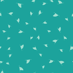 Green Shark fin in ocean wave icon isolated seamless pattern on green background. Vector