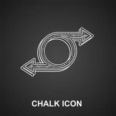 Chalk Arrow icon isolated on black background. Direction Arrowhead symbol. Navigation pointer sign. Vector