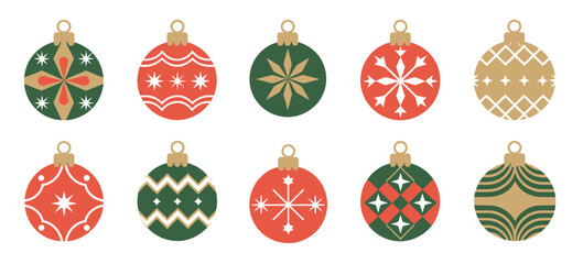 Christmas ornaments with festive patterns holiday decoration_1.eps