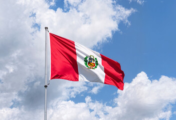 flag of Perú in the sky 