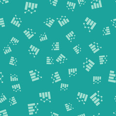 Green Financial growth increase icon isolated seamless pattern on green background. Increasing revenue. Vector