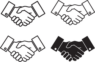 Collection of diverse handshake icons representing business agreements partnerships and friendly collaboration for digital and print design applications