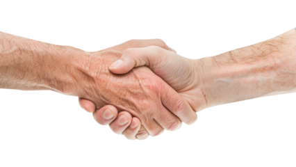PNG Two hands shaking handshake white background agreement.
