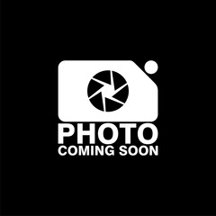 Photo coming soon icon isolated on black background