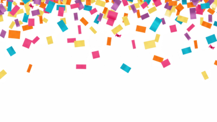 Colorful confetti falling against transparency background creates festive atmosphere, perfect for celebrations and events