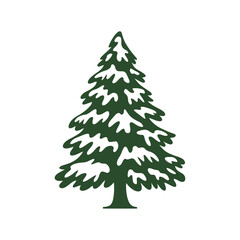 Obraz premium Dark green evergreen tree with snow covered winter.eps
