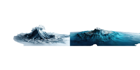 A dramatic wave formation showcasing intricate textures and movement, highlighting the power of water in a striking visual representation.