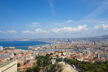 Marseille aerial panoramic view. Marseille is the second largest city of France.