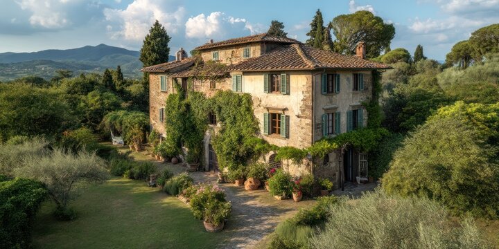 A Tuscan villa in the countryside echoing with the sounds of painting and cicadas