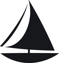 Elegant Black Sailboat Icon: Minimalist Nautical Vessel Symbolizing Ocean Travel, Freedom, and Aquatic Adventure on White Background