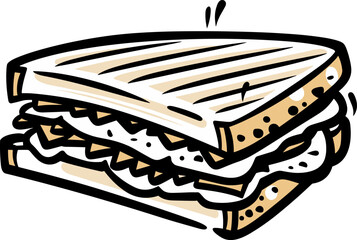 Delicious Toasted Sandwich Illustration: Perfect for Lunch, Snacks, and Quick Meals. A Classic Culinary Graphic for Menus & Food Designs.