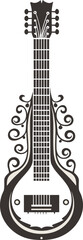 Ornate Stringed Instrument Vector Art: Elegant Mandolin-Style Design for Music, Folk Culture, and Creative Leisure Pursuits