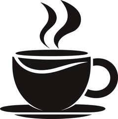 Elegant Steaming Coffee Cup Icon: A Timeless Black Silhouette Representing Warmth, Morning Rituals, and Cafe Culture. Perfect for Digital Design & Beverages.