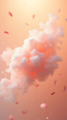 A surreal and whimsical sky filled with dreamy cotton candy clouds