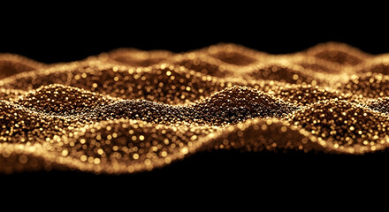 Golden wavy particles abstract background