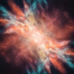 Naklejka premium Colorful nebulae swirling in a cosmic expanse.