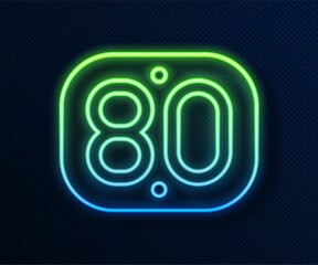 Glowing neon line 80s Retro icon isolated on blue background. Eighties poster. Vector