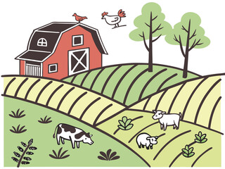 farm house with flowers and birds