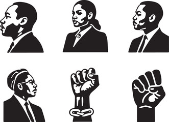Inspiring Black leaders and powerful fist imagery for change